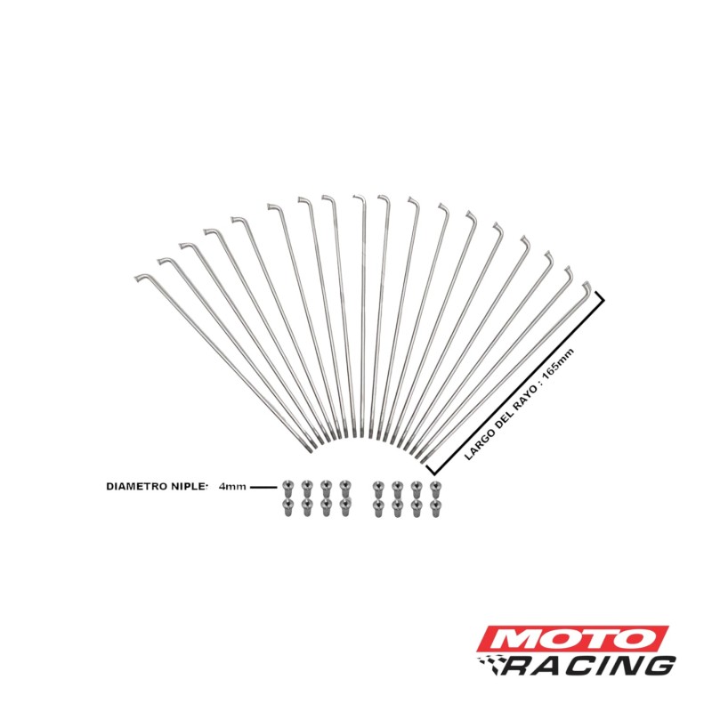 RAYOS C-  NIPLES 4.0 x 160mm TRASERO HONDA TITAN 36un (PRO TORK)