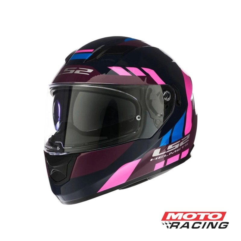 CASCO 320 STREAM EVO ENTER NEGRO- FUCSIA- AZUL BRILLO "L" (LS2)
