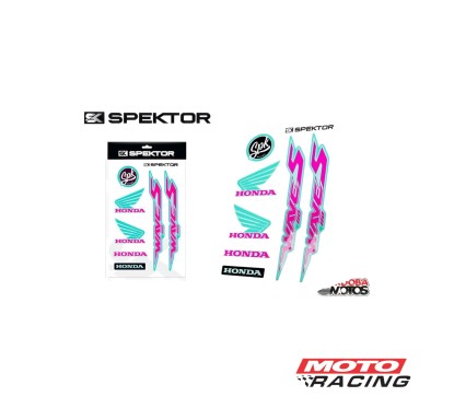 CALCOMANIA HONDA WAVE 110S FUCSIA-  VERDE AGUA KIT (SPEKTOR)