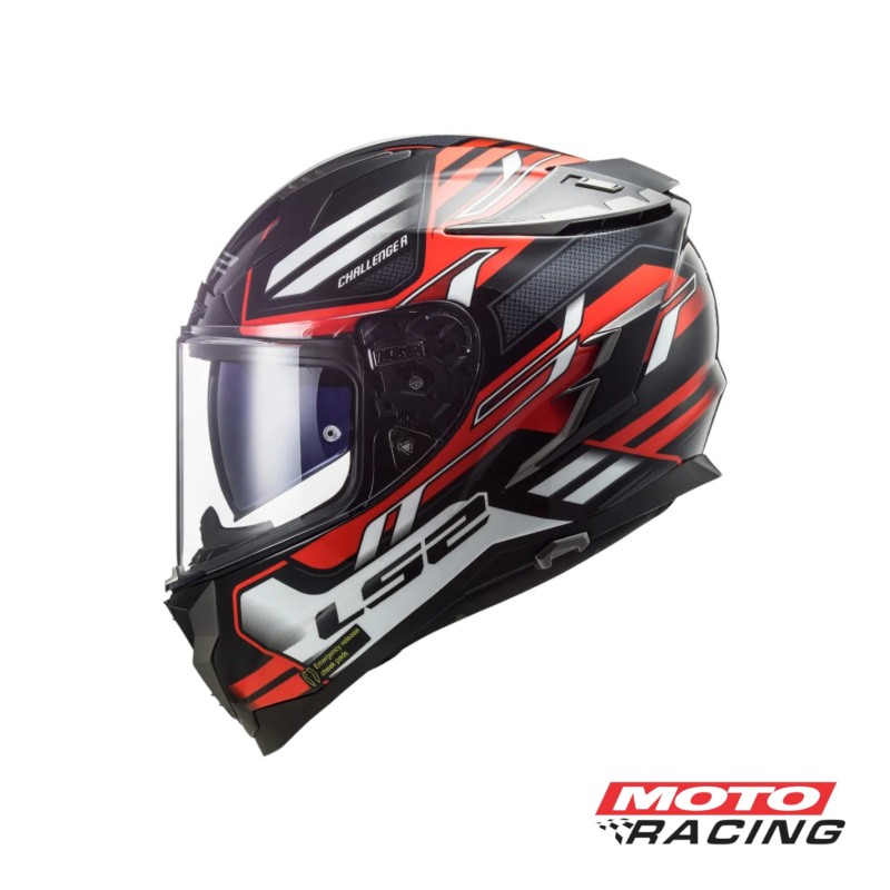 CASCO 327 CHALLENGER SPIN D/VISOR NEGRO/ ROJO/ BLANCO "L" (LS2)