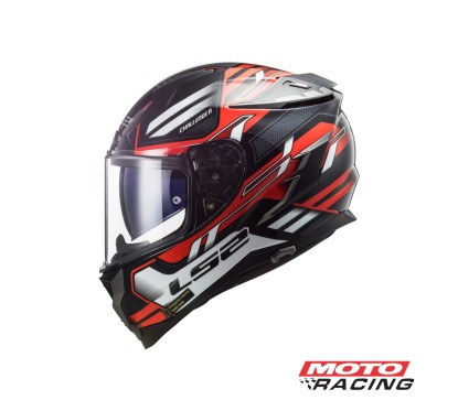 CASCO 327 CHALLENGER SPIN D/VISOR NEGRO/ ROJO/ BLANCO "L" (LS2)
