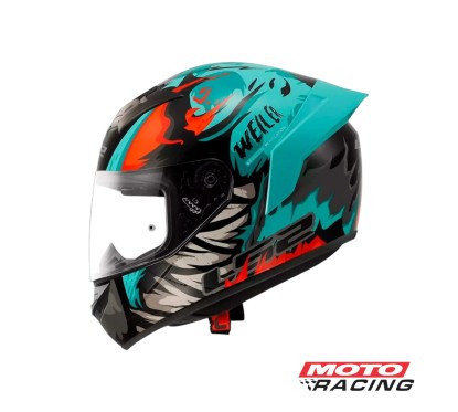 CASCO 352 WEILER MINT NEGRO-  NARANJA-  VERDE BRILLO "L" (LS2)