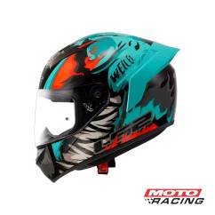 CASCO 352 WEILER MINT NEGRO-  NARANJA-  VERDE BRILLO "M" (LS2)
