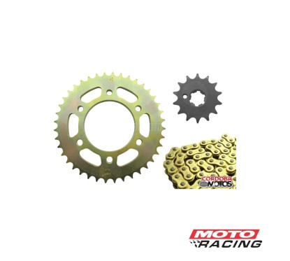 KIT TRANSMISION YAMAHA FZ 16 40- 14 C-  CADENA DORADA (STD)