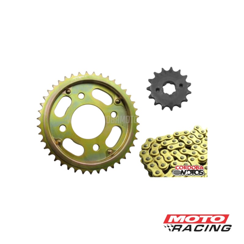 KIT TRANSMISION HONDA CB 150 INVICTA 42- 15 C-  CADE DORADA (STD)