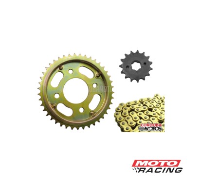 KIT TRANSMISION HONDA CB 150 INVICTA 42/15 C/ CADE DORADA (STD)