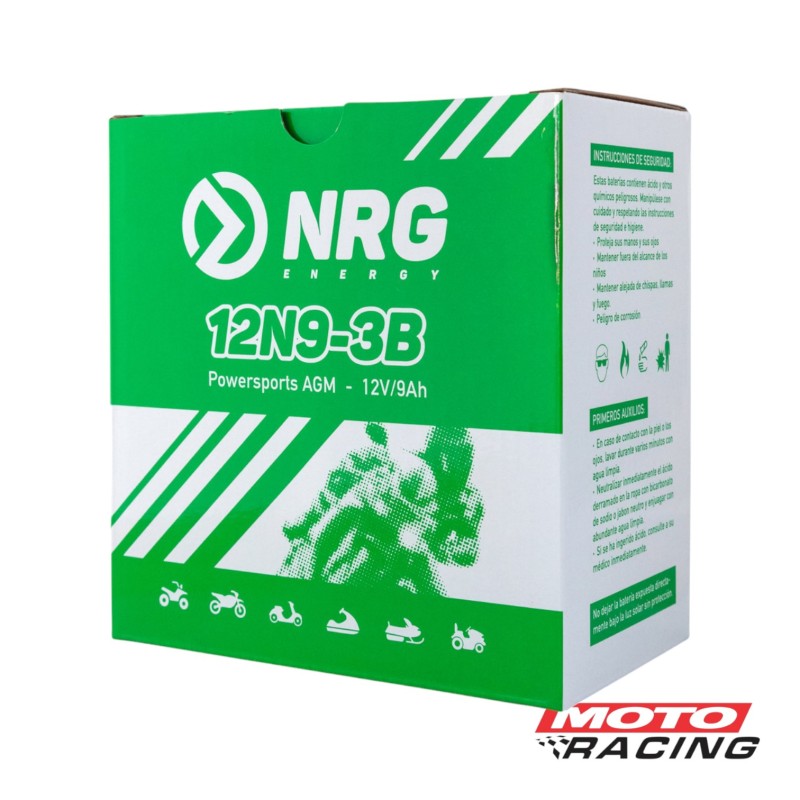 BATERIA 12V 12N9-3B POSITIVO DERECHO C- TECNOLOGIA AGM (NRG)