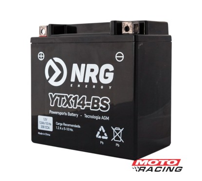 BATERIA 12V YTX14-BS LIBRE MANTENIMIENTO C/TECNOLOGIA AGM (NRG)