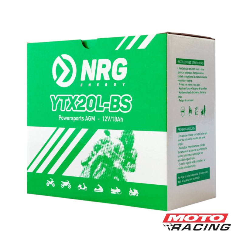 BATERIA 12V YTX20L-BS LIBRE MANTENIMIENTO C/TECNOLOGIA AGM (NRG)