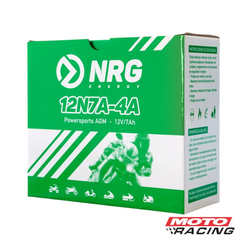 BATERIA 12V 12N7A-4A POSITIVO IZQUIERDO C/TECNOLOGIA AGM (NRG)
