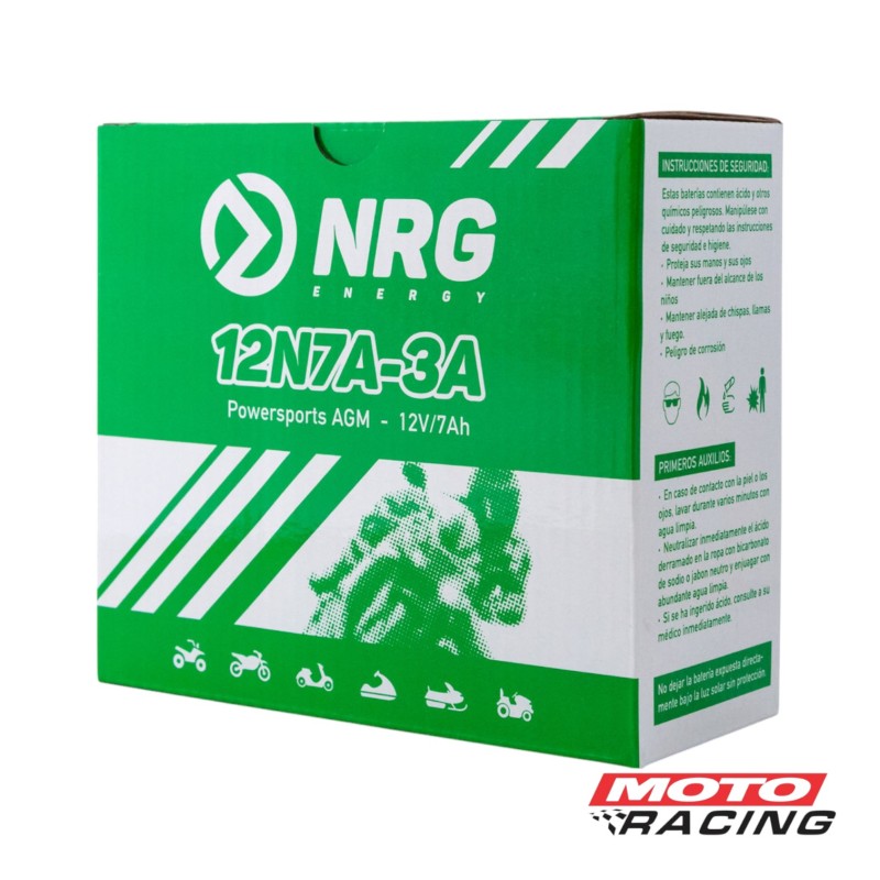 BATERIA 12V 12N7A-3A POSITIVO DERECHO C/TECNOLOGIA AGM (NRG)