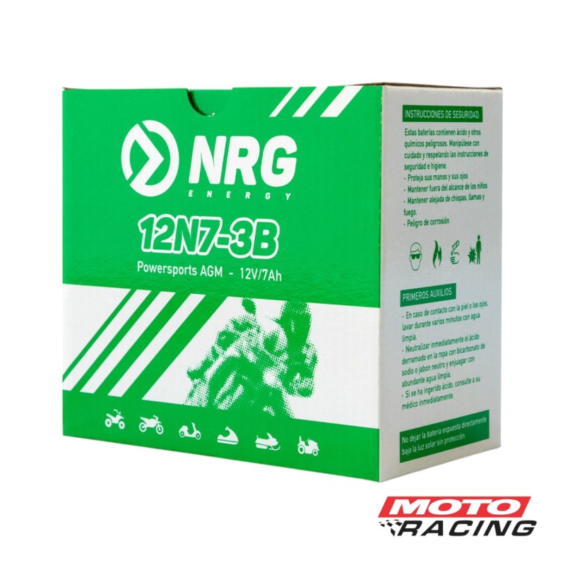 BATERIA 12V 12N7-3B POSITIVO DERECHO C/TECNOLOGIA AGM (NRG)