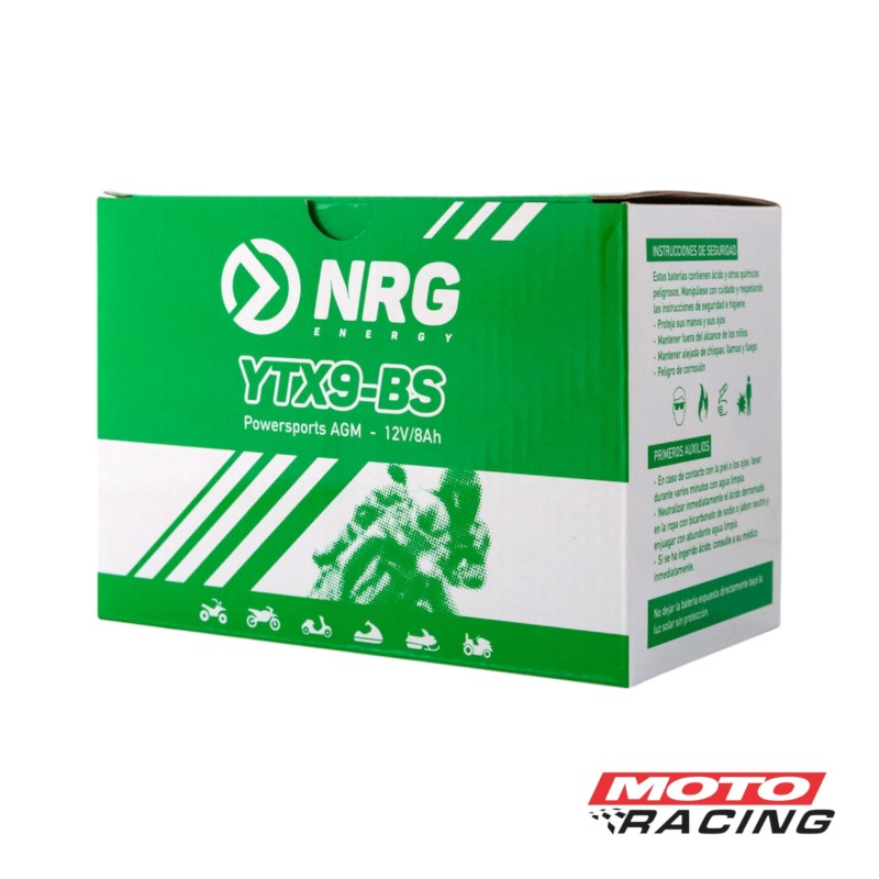 BATERIA GEL YT9A - YTX9-BS POSITIVO IZQUIERDO C- TECNOLOGIA AGM (NRG)