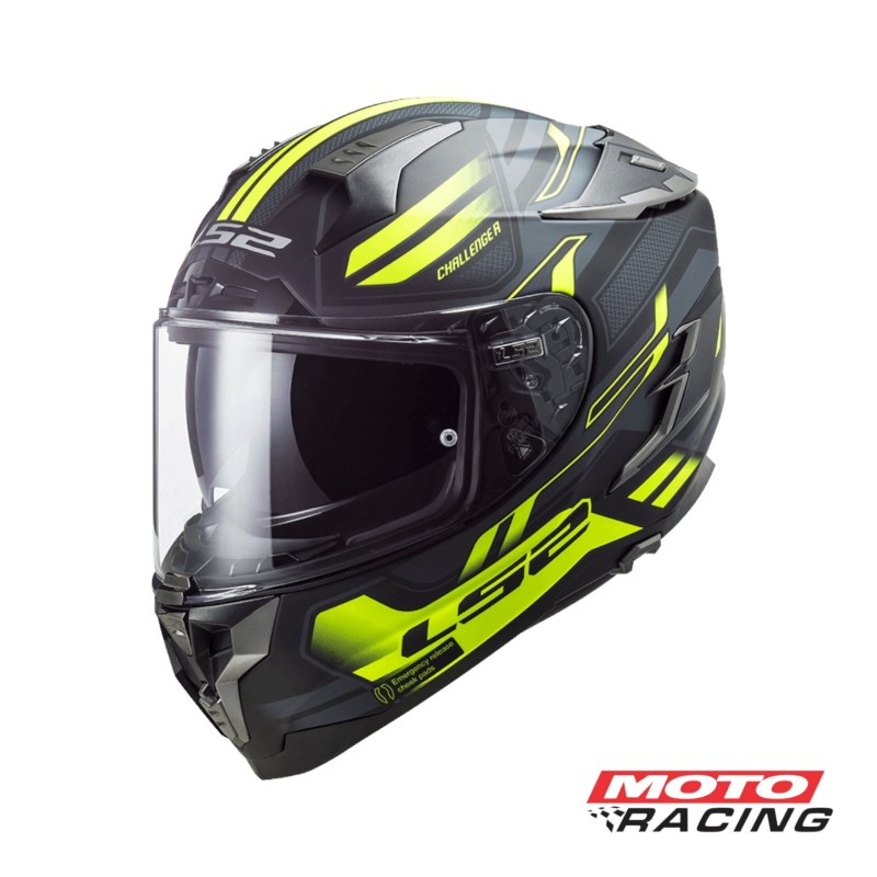 CASCO 327 CHALLENGER SPIN D- VISOR NEGRO-  AMARILLO FLOUR "XXL" (LS2)