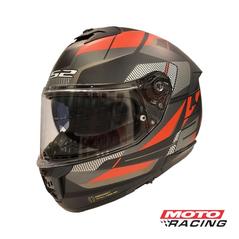 CASCO FF 808 ROAD D/VISOR NEGRO/ GRIS/ ROJO MATE "S" (LS2)
