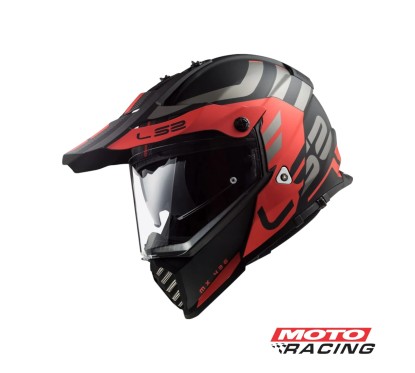 CASCO 436 EVO ADVENTURE NEGRO-  ROJO MATE "L" (LS2)