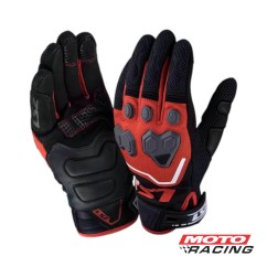 GUANTES VEGA TELA-  CUERO NEGRO C-  ROJO "L" (LS2)