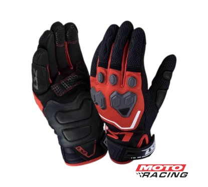 GUANTES VEGA TELA-  CUERO NEGRO C-  ROJO "XXXL" (LS2)