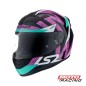 CASCO 352 ROOKIE WOLVES C- SPOILER NEGRO-  VERDE AGUA-  ROSA "XS" (LS2)