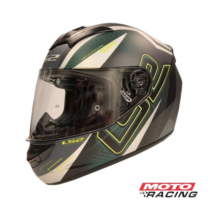 CASCO 352 ROOKIE GARR C- SPOILER NEGRO-  VERDE "XL" (LS2)
