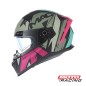 CASCO 069 FORCE ARKANG D- VISOR ROSA-  VERDE MILITAR MATE "L" (MAC)