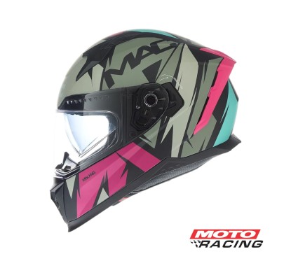 CASCO 069 FORCE ARKANG D- VISOR ROSA-  VERDE MILITAR MATE "XL" (MAC)