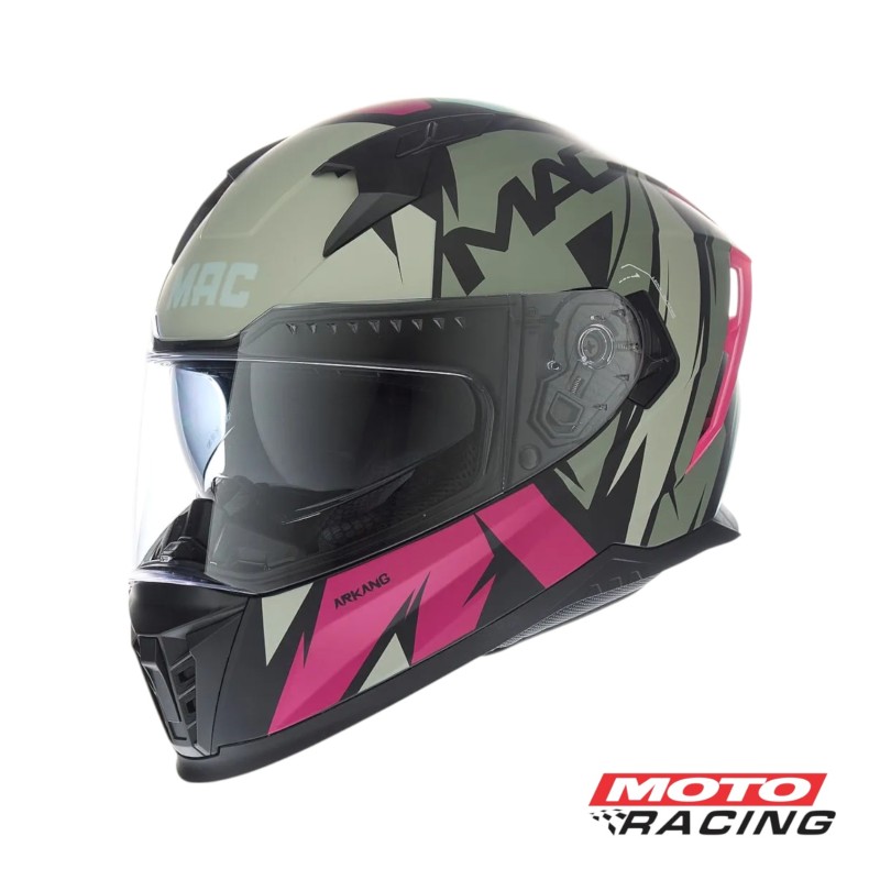 CASCO 069 FORCE ARKANG D/VISOR ROSA/ VERDE MILITAR MATE "XXL" (MAC)
