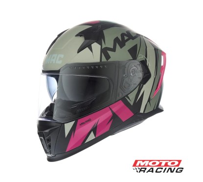 CASCO 069 FORCE ARKANG D- VISOR ROSA-  VERDE MILITAR MATE "XXL" (MAC)