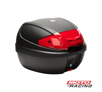 BAULERA CENTRAL 30lts NEGRA C/REFLECT ROJO (MAC)