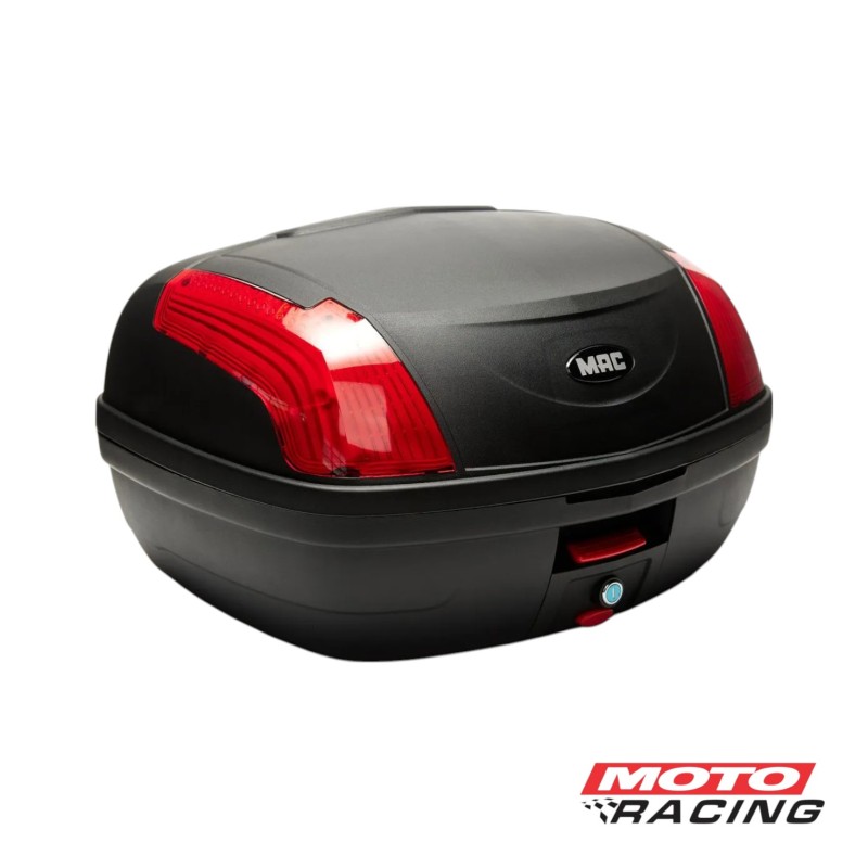 BAULERA CENTRAL 46lts NEGRA C/REFLECT ROJO (MAC)