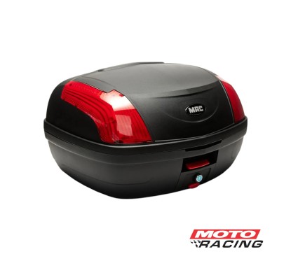 BAULERA CENTRAL 46lts NEGRA C/REFLECT ROJO (MAC)