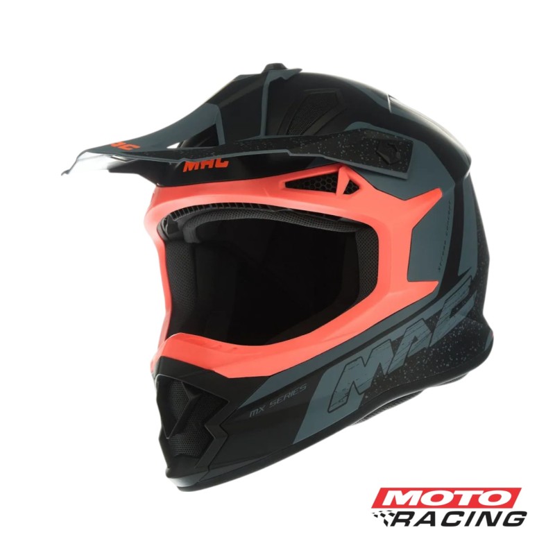 CASCO MX609 VIRTUS FOSTER CROSS NEGRO-  GRIS-  NARANJA MATE "S" (MAC)