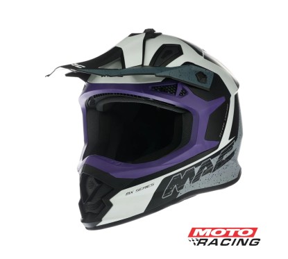 CASCO MX609 VIRTUS FOSTER CROSS NEGRO-  BLANCO-  VIOLETA MATE "L" (MAC)