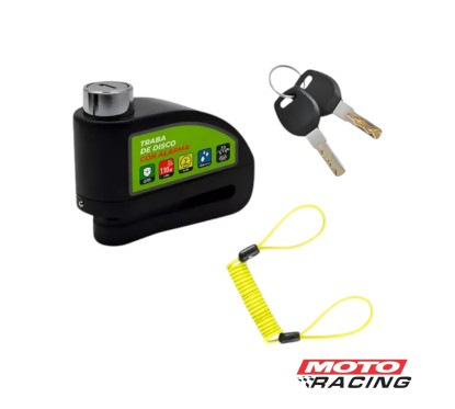 CANDADO TRABA DISCO C- ALARMA 913 DIM913ALM NEGRO C- CORREA VERDE (LUMA)