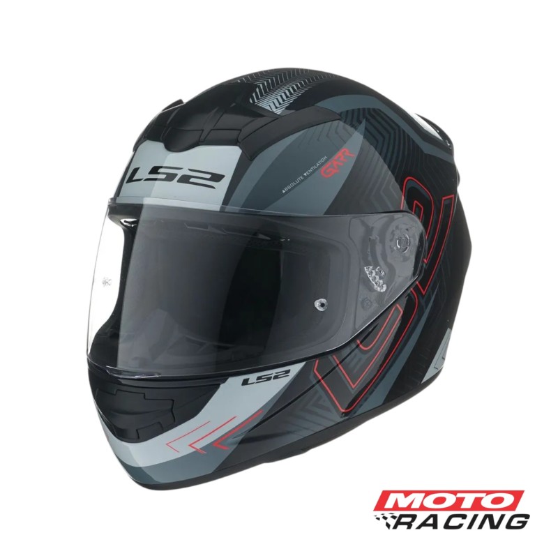 CASCO 352 ROOKIE GARR C- SPOILER NEGRO-  ROJO "L" (LS2)