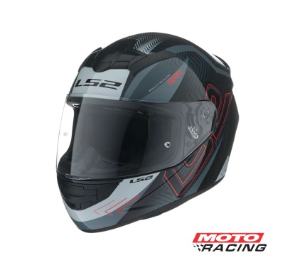 CASCO 352 ROOKIE GARR C- SPOILER NEGRO- ROJO "S" (LS2)