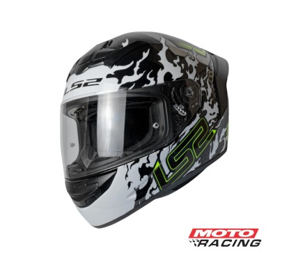 CASCO 352 ROOKIE ANTARS C/SPOILER NEGRO/ BLANCO BRILLO "M" (LS2)