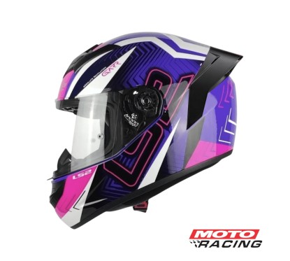 CASCO 352 ROOKIE GARR C- SPOILER NEGRO-  VIOLETA-  ROSADO "M" (LS2)