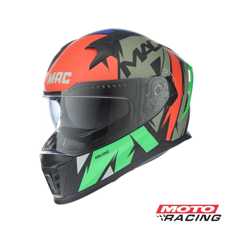 CASCO 069 FORCE ARKANG D/VISOR NEGRO/ NARANJA/ VERDE MATE "M" (MAC)