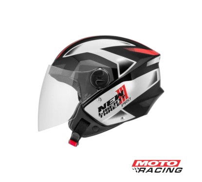 CASCO NEW LIBERTY ABIERTO NEGRO-  BLANCO-  ROJO "M" 58mm (PRO TORK)