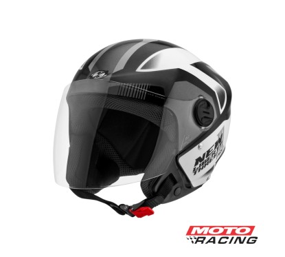 CASCO NEW LIBERTY ABIERTO NEGRO-  BLANCO-  GRIS "L" 60mm (PRO TORK)