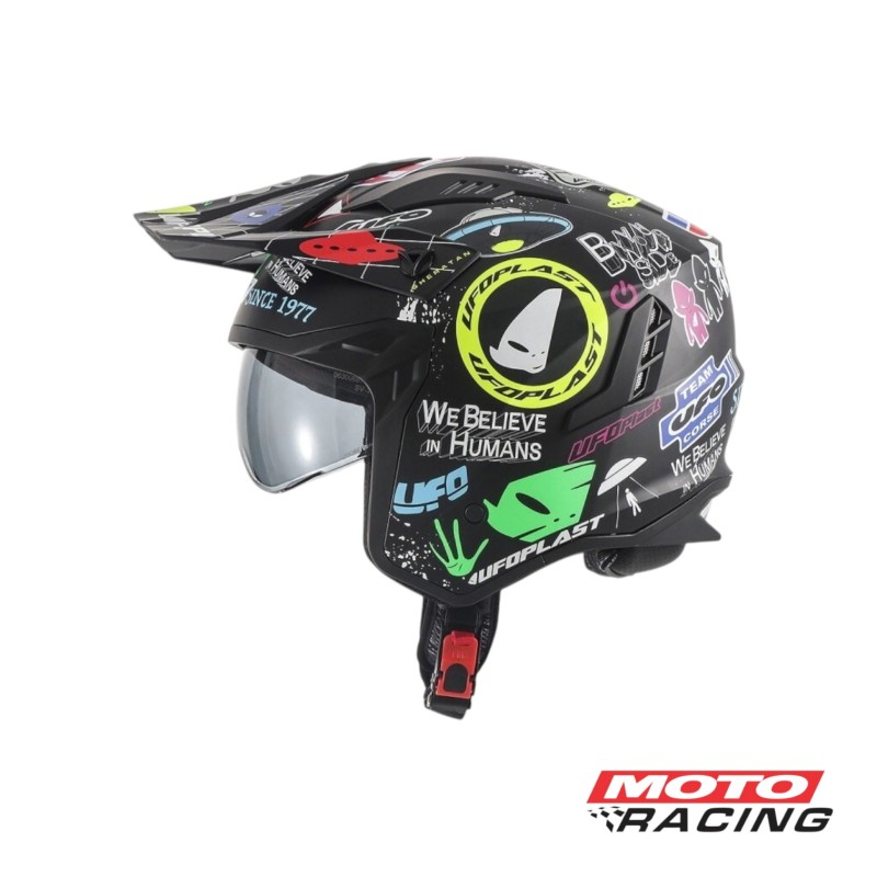 CASCO SHERATAN JET NEGRO/ STICKERS ABIERTO C/ DOBLE VISOR "M" (UFO)