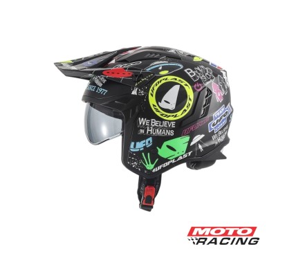 CASCO SHERATAN JET NEGRO-  STICKERS ABIERTO C-  DOBLE VISOR "M" (UFO)