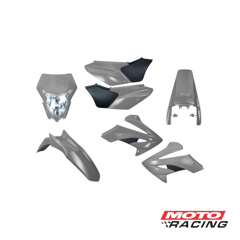 KIT PLASTICO HONDA XR 250 TORNADO C/OPTICA M/NUEVO GRIS NARDO (AMX)