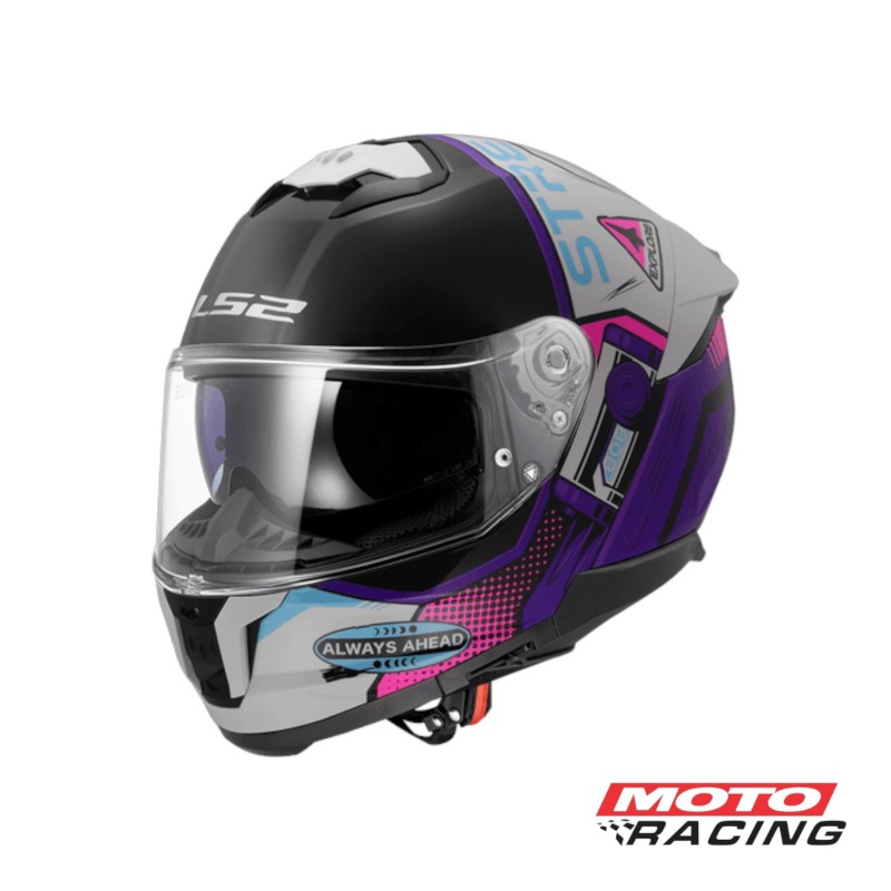 CASCO FF 808 MOON WALK D/VISOR NEGRO/ BLANCO/ VIOLETA BRILLO "S" (LS2)