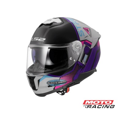 CASCO FF 808 MOON WALK D/VISOR NEGRO/ BLANCO/ VIOLETA BRILLO "S" (LS2)