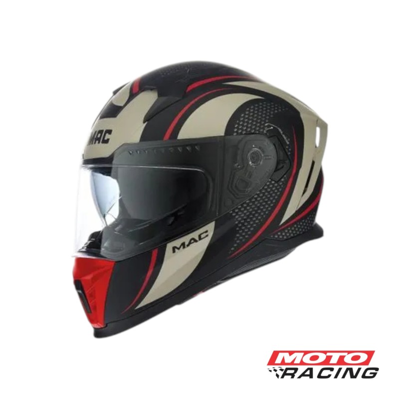 CASCO 069 FORCE CIRKUS D- VISOR NEGRO-  BEIGE-  ROJO MATE "S" (MAC)