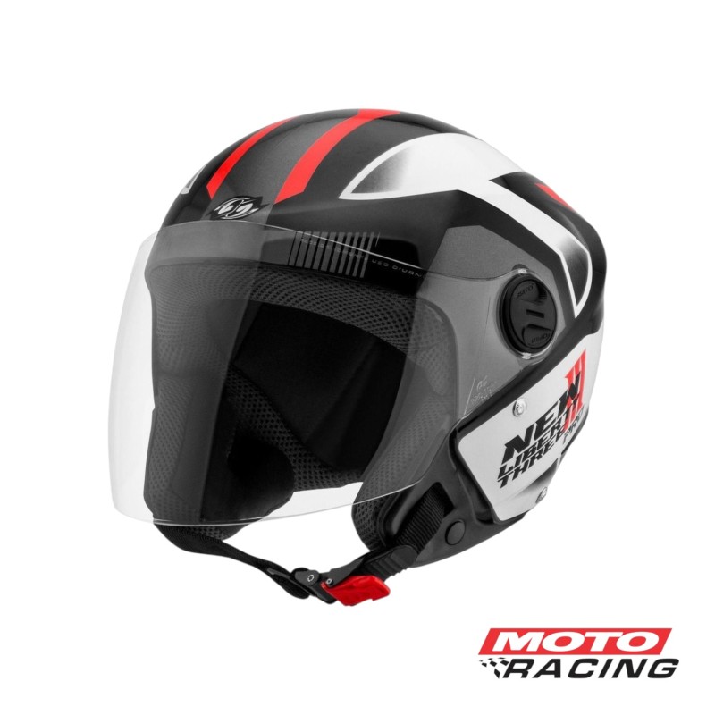 CASCO NEW LIBERTY ABIERTO NEGRO-  BLANCO-  ROJO "S" 56mm (PRO TORK)