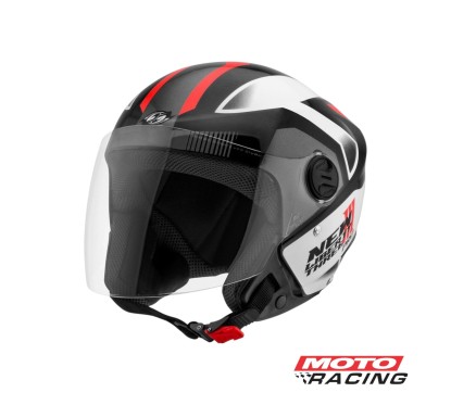 CASCO NEW LIBERTY ABIERTO NEGRO-  BLANCO-  ROJO "S" 56mm (PRO TORK)
