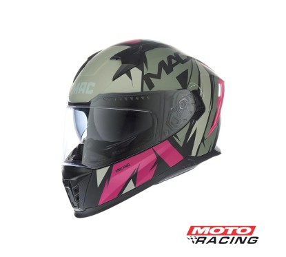 CASCO 069 FORCE ARKANG D/VISOR ROSA/ VERDE MILITAR MATE "M" (MAC)